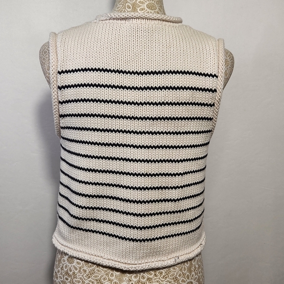 Zara Top Women Black Striped Knit Sleeveless Rolled Hem Cropped Size M Casual - Picture 10 of 14